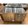 Stainless Steel Work Table Kitchen Cabinet Sliding Door Operating Table Commercial Storage Cabinet